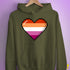 Lesbian Pride Pixel Heart Hoodie - Army